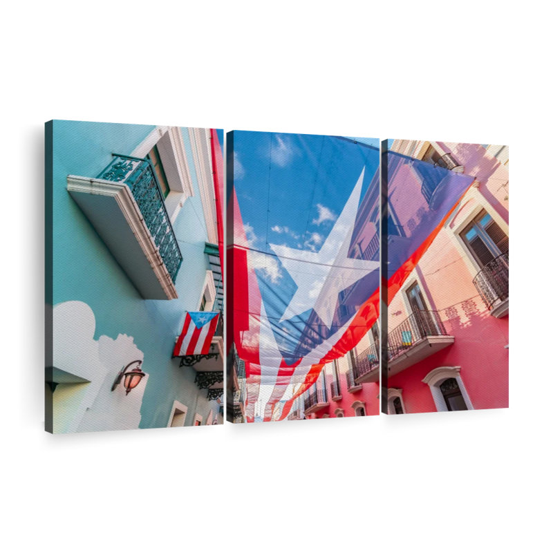 «Puerto Rico Street Flag» sur toile, H 20 po x l 33 po x P 1,25 po