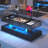 47.3"W Lift Top Coffee Table with APP RGB LED Lights, USB & AC Charging Station, Height Adjustable High Gloss Storage Table Holds 180 Lbs-622318063-622318049