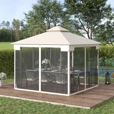 Auvent de terrasse pour pavillon de jardin 10 pi x 10 pi, crème