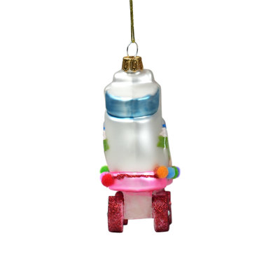 Christmas Ornaments – Snowman With Scarf, Santa With Lantern, Roller Skates & Vintage Locomotive