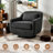 Upholstered Dark Gray Chenille Swivel Oversized Lounge Armchair With Pillow And Metal Base (Set of 2)-1364762078