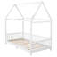  Lit plateforme simple en bois avec garde-corps et éclairage, blanc-119644670