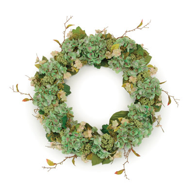Hydrangea and Seedum Floral Wreath