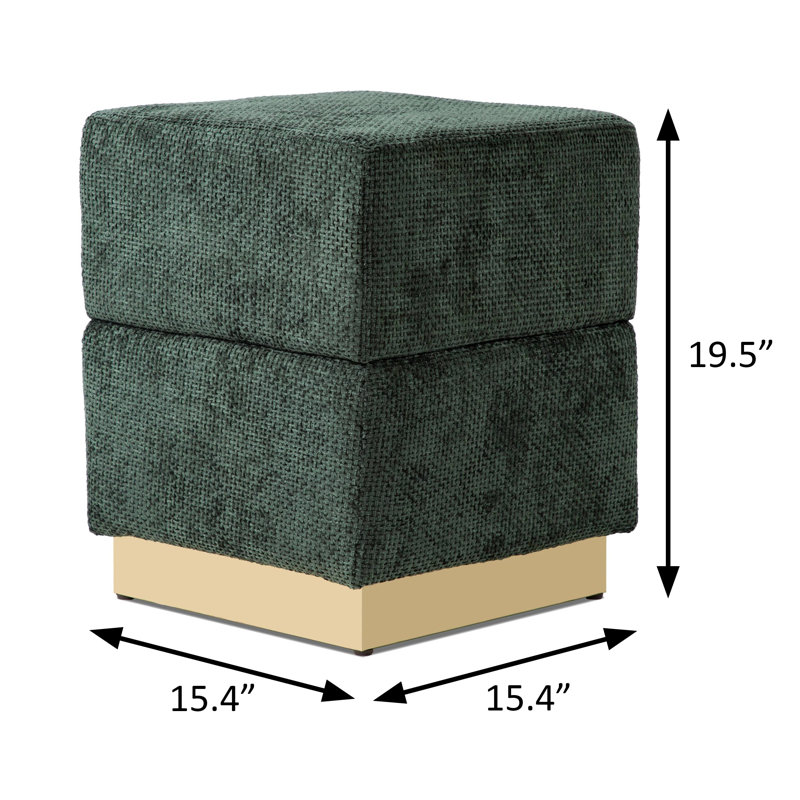 Tabouret de rangement contemporain de 15,4 po de largeur, vert, Vert