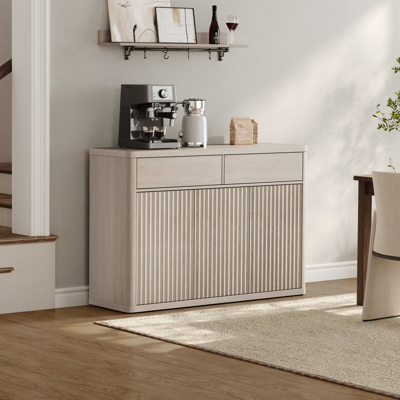 Buffet avec rangement à hauteur réglable de 34,6 po Cesiro, Aulne blanc, 3