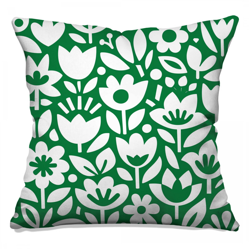 Coussins décoratifs blancs à motif floral double face, 16 x 16 inches