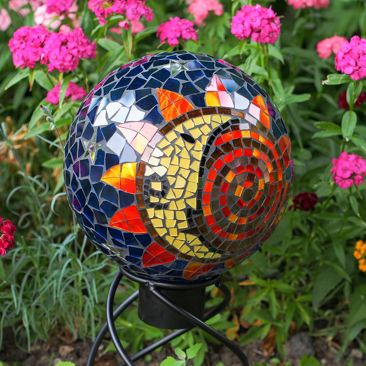 Eirny Weather Resistant Glass Abstract Gazing Ball Red Barrel Studio, image size:1200x1200