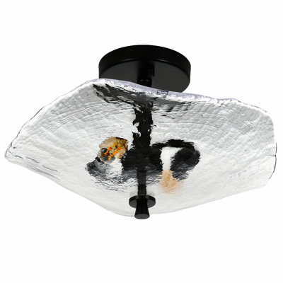 Plafonniers encastrés à l'intérieur avec abat-jour en verre ondulé pour couloir, cuisine, chambre, porche et salon (noir)