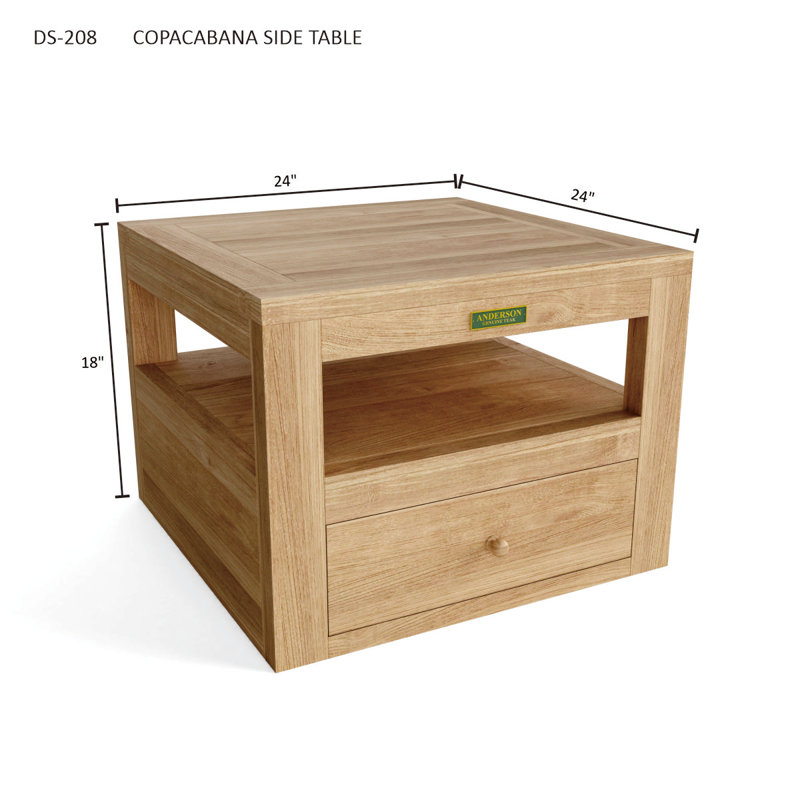 Outdoor Square Teak Side Table