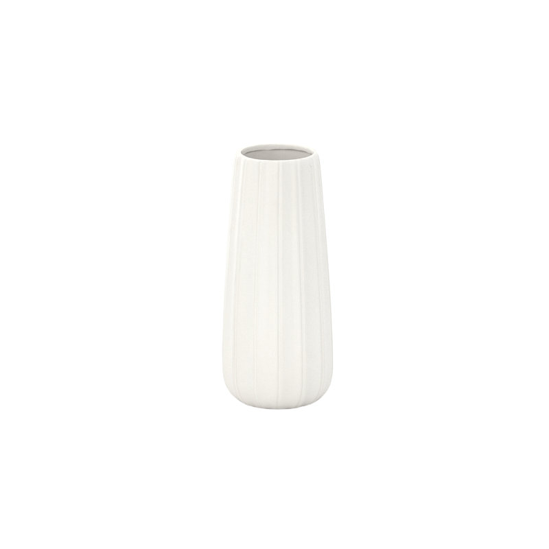 Vase cylindrique rond en céramique blanc mat