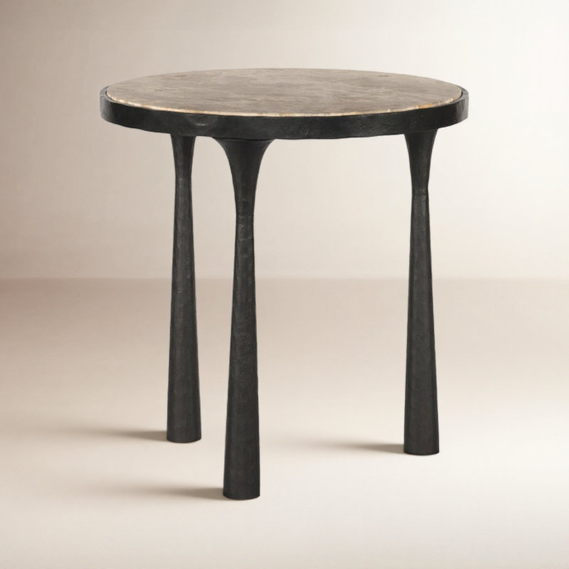 Billings End Table, Fossil Marble Top/Gray Base