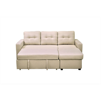 Convertible L-Shaped Sectional Sleeper Sofa Bed, Stylish Apartment Furniture, Saving Pull Out Couch For Small Spaces And Living Rooms, Beige