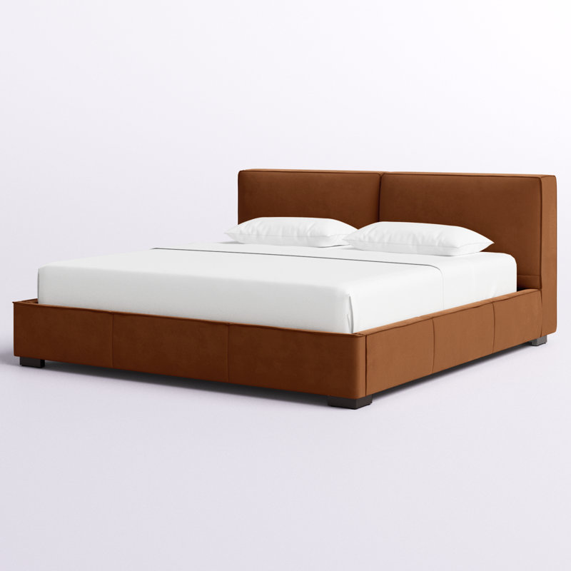 Bakar Upholstered Platform Bed, King, Chestnut