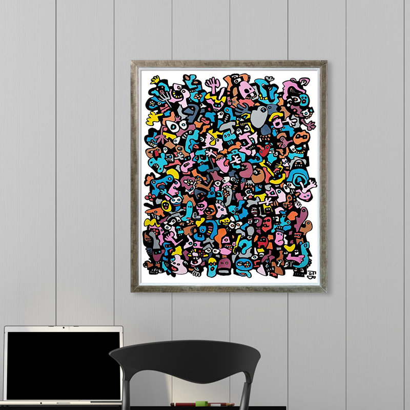 «Samkoma» par Provost Fabien, reproduction d'art sur toile, H 22,4 po x l 26,4 po x P 2 po, Cadre silhouette champagne