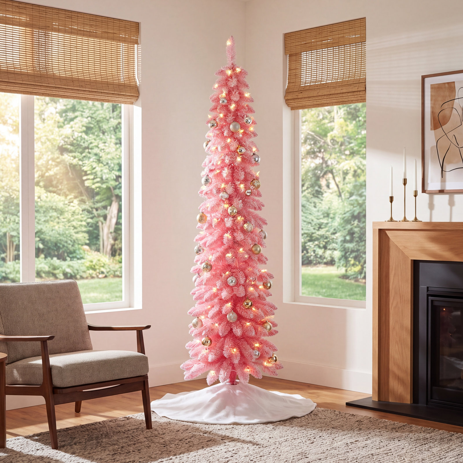 Gwendia Lighted Artificial Pine Christmas Tree, 6'
