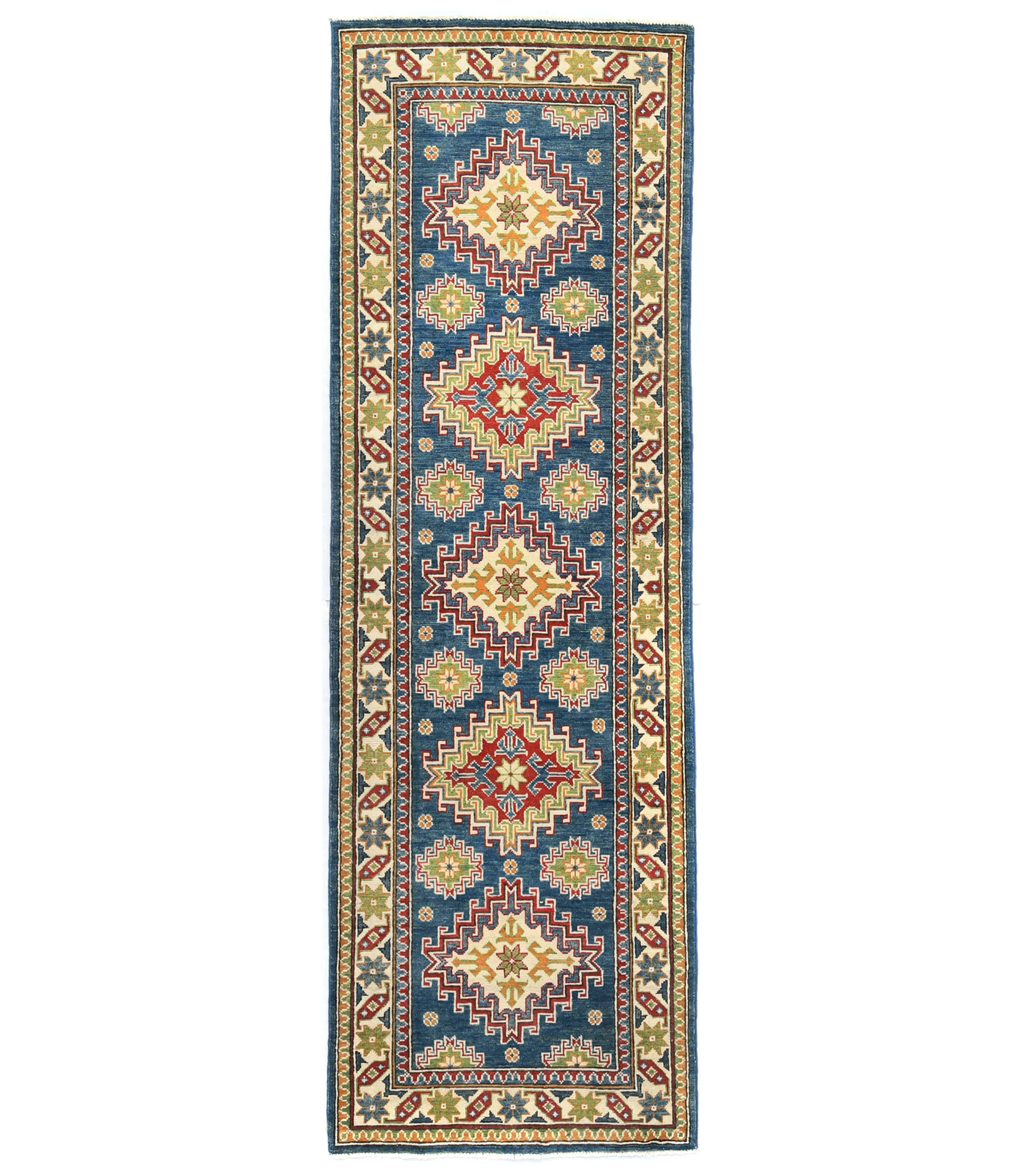 ADMINRUGS Blue Tribal 3X8 Kazak Oriental Runner Rug | Wayfair