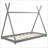 Twin Size Pine Wood &amp; MDF Gray Platform Bed with Stable Triangle Structure-1031632882-1031632892