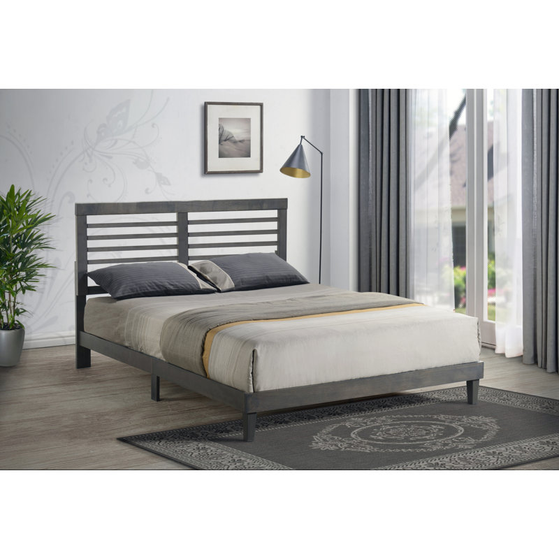 Isaul Slat Bed, Queen, Gray