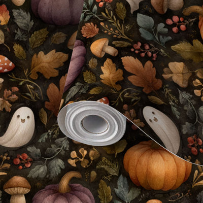 Papier auto-adhésif à peler et coller avec feuilles d'automne et citrouilles d'automne adhésives et amovibles 24 po x 118 po (60 x 300 cm)