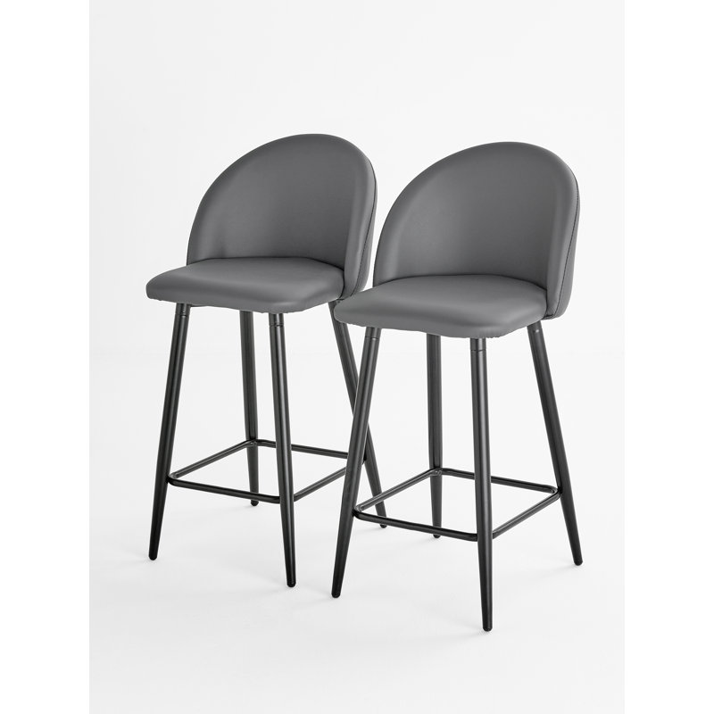 Bunde Upholstered Counter Stool with Metal Frame, Grey