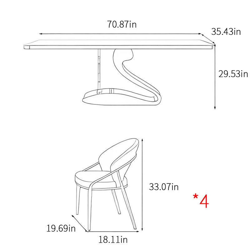 Modern simple rectangular home dining table sets, White/Gray, 29.53"H x 70.87"L x 35.43"W