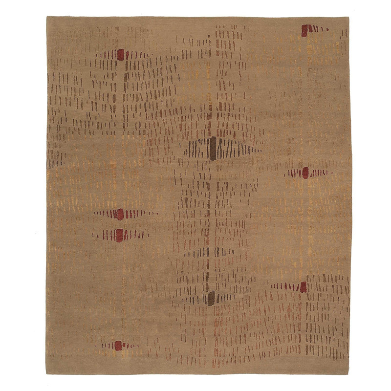 Prati Abstract Area Rug in Brown/Gold, Rectangle 8' x 10'