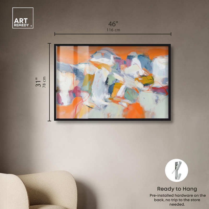 «Canyon Fire II», reproduction d'art abstrait par Art Remedy, H 31 po x l 46 po, Noir
