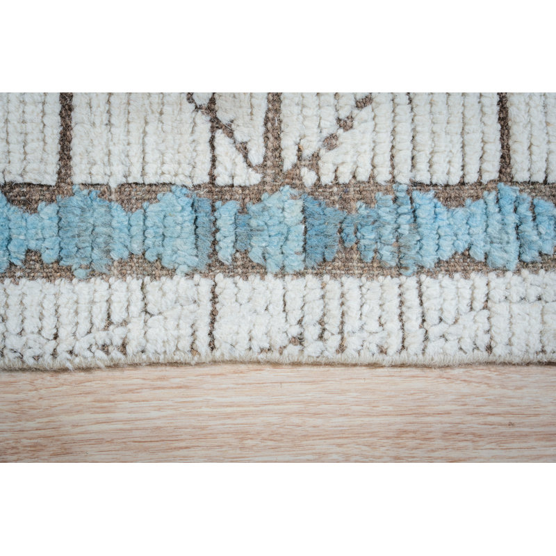 Tapis transitionnel contemporain en laine noué à la main Markitta Ivory