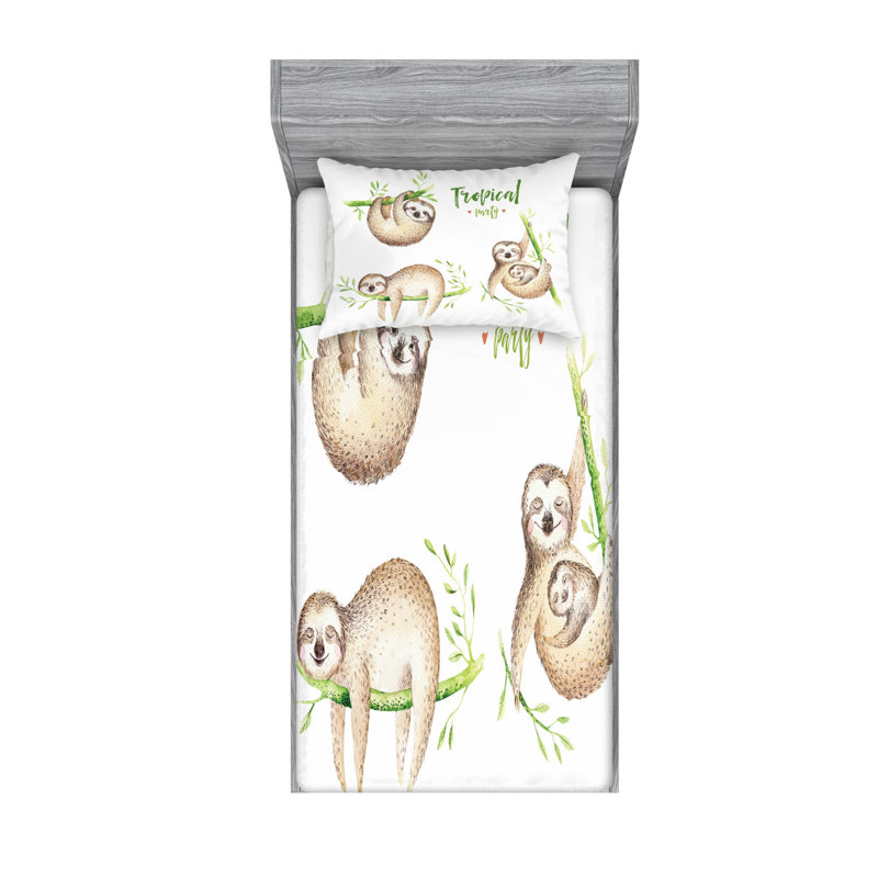 Ensemble de draps Babies in Tropical Nature, Ensemble de draps pour lit simple TG avec drap-hou