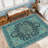 Vintage Boho Area Rug, Green Rugs for Living Room, Soft Low Pile Indoor Outdoor Rugs, Washable Non Slip Faux Wool Throw Rug, Large Carpet for Bedroom Dining Room Table Home Decor Use, Ideal For High Traffic Areas