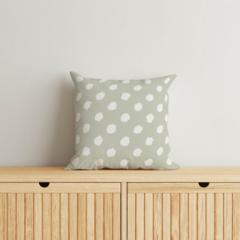 Coussin décoratif à pois grunge, Pois vert clair, H 16 po x l 16 po