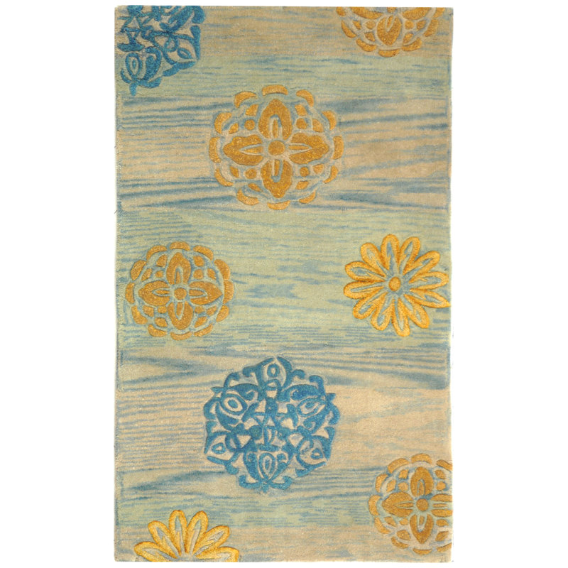 Charbonneau Drive Hand Tufted Wool Pile Floral Rug, Rectangle 3'6" x 5'6"