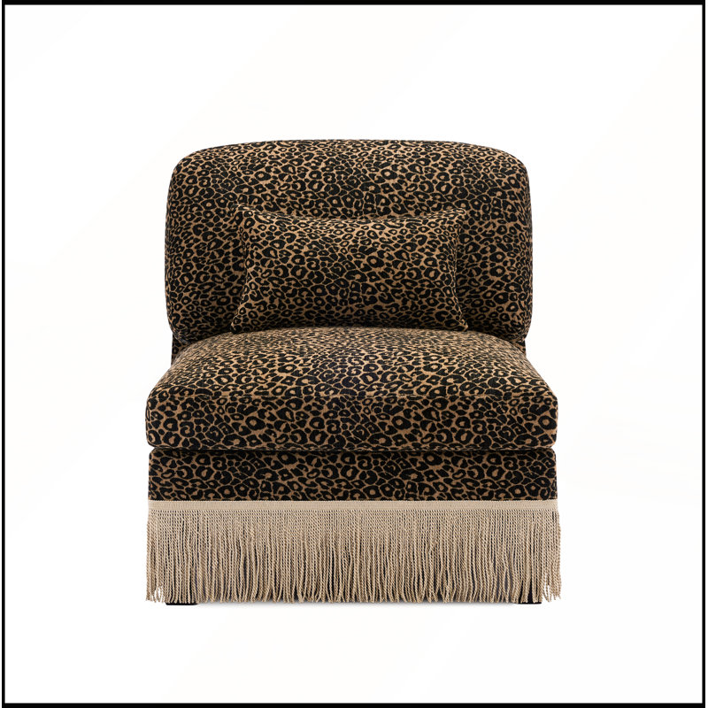 Canapé en chenille sans accoudoirs à imprimé léopard avec coussin, doux et élégant pour les espaces de vie modernes