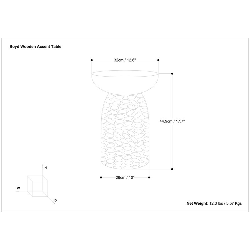 Boyd Solid Mango Wood Contemporary Accent Table with Textured Finish, Fully Assembled, Natural