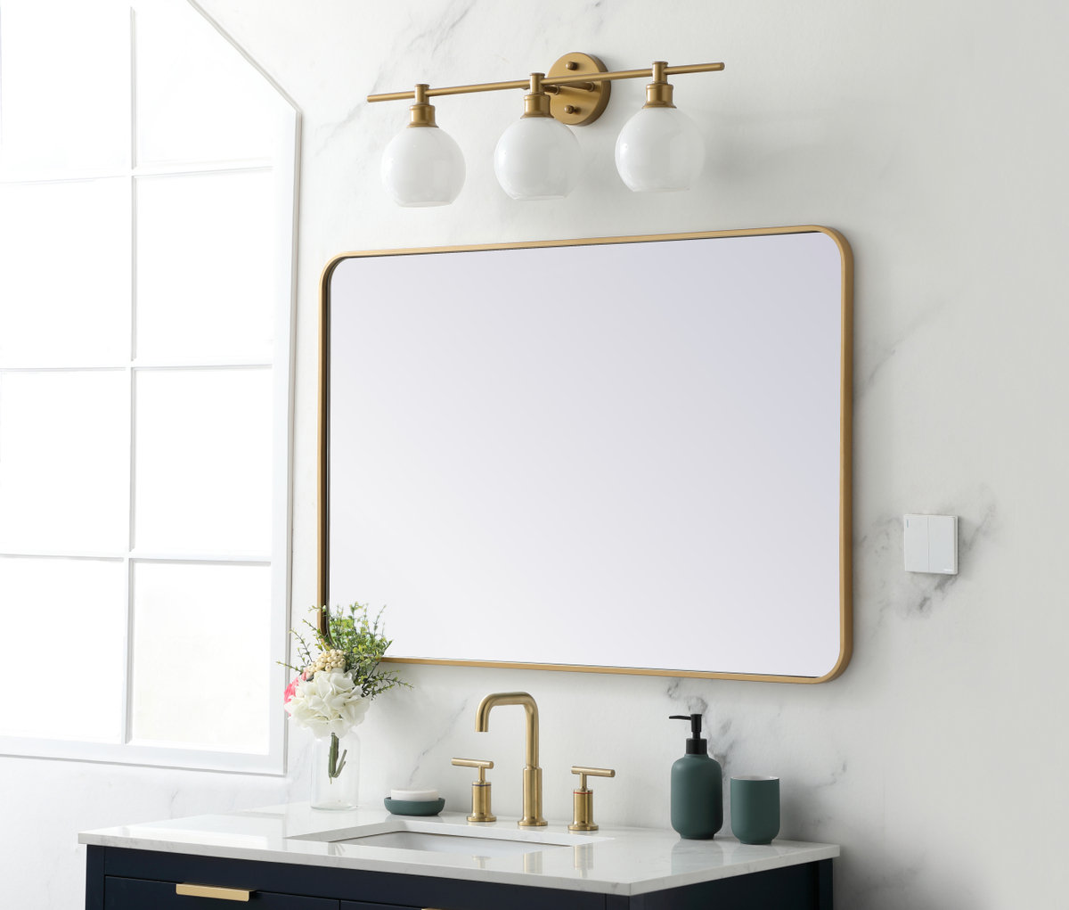 Sabine 36" Accent Mirror, Brass, 42" x 28"