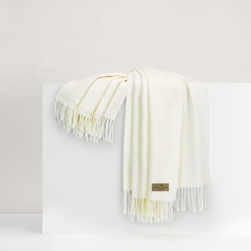 Italian Herringbone Throw, Ecru