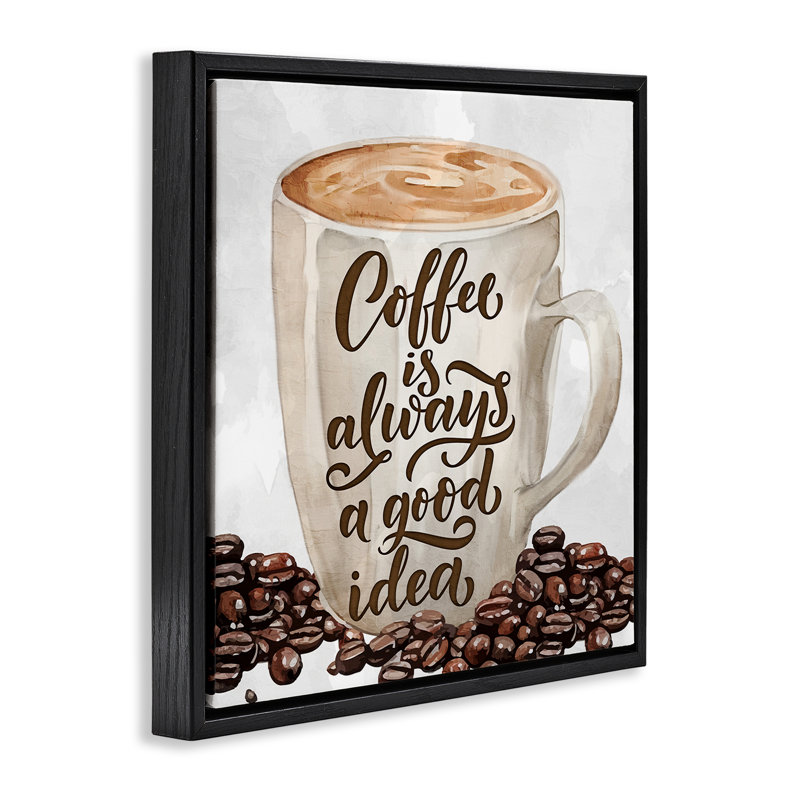 Cadre flottant tasse à café classique par Kim Allen, H 18 po x l 18 po, Cadre flottant noir de jais