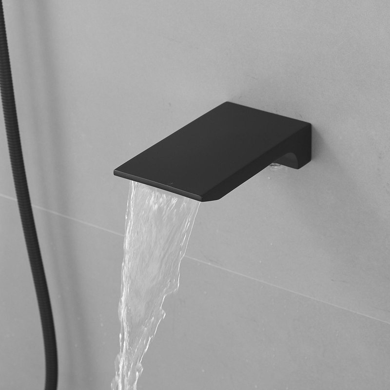 Single Handle 1-Spray Tub And 12 In. Shower Faucet 2.5 GPM With High Pressure (Valve Included), Matte Black
