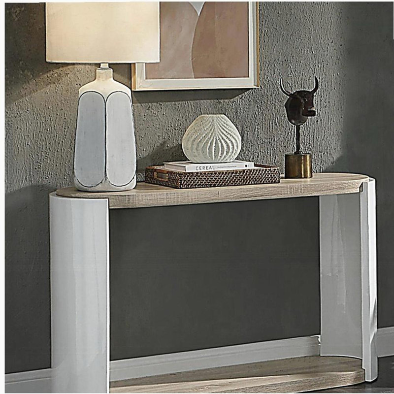 High Gloss Sofa Table with Bottom Shelf