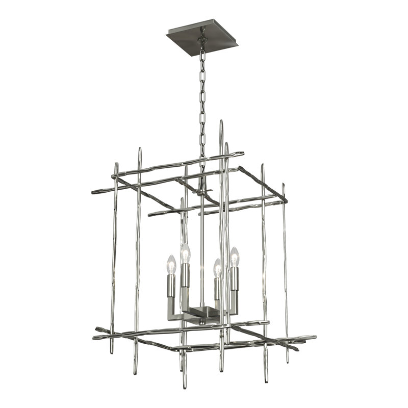 Tura 4 - Light Rectangle Chandelier, Sterling, Medium