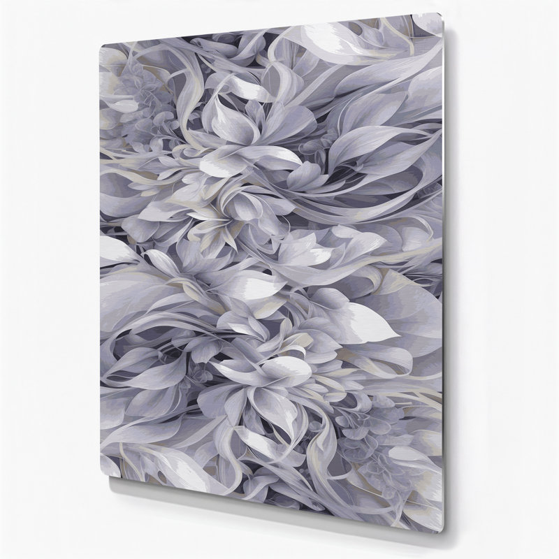Abstrait floral 34, art mural en métal blanc, H 11 po x l 14 po