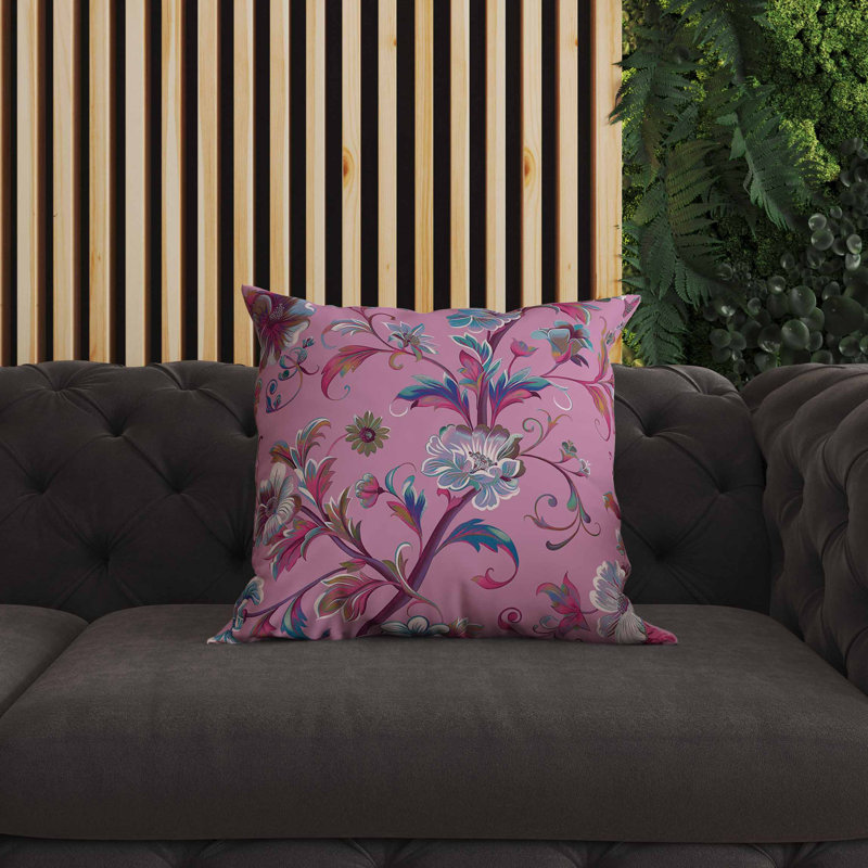 Coussin intérieur / extérieur Nature's Palette, Carré 18 po, Vert/rose