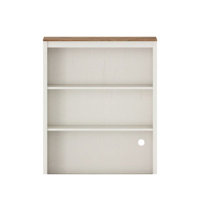 Scarlett White Bookcase With 2 Open Shelves, 33.9'' W（No Cabinet & Must Pair with the lower half of the Scarlett series）