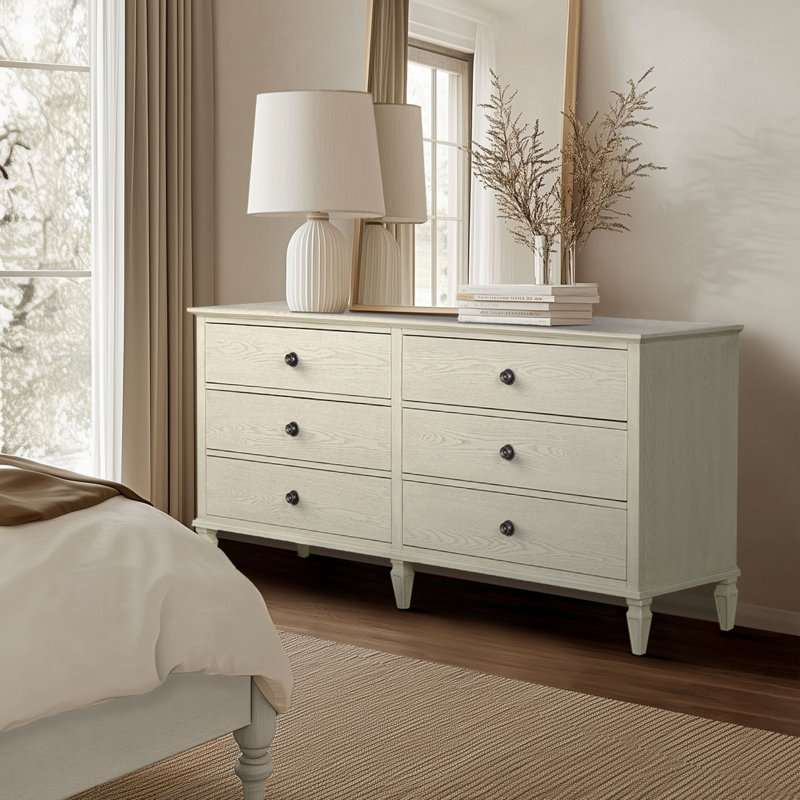 Commode double 6 tiroirs Garland, Crème antique