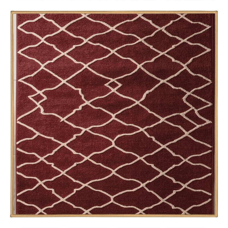 Tapis brun treillis lavable à la machine, Carré 6 pi
