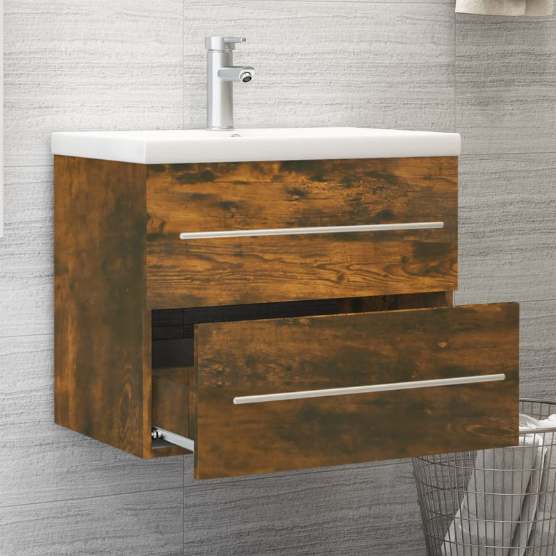 Leeyah 600mm Single Bathroom Vanity with Basin, Smoked Oak