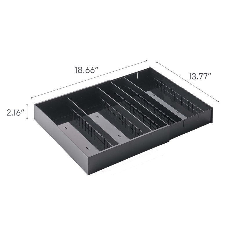 Yamazaki Home Tower Expandable Cutlery Tray - Black ABS Plastic