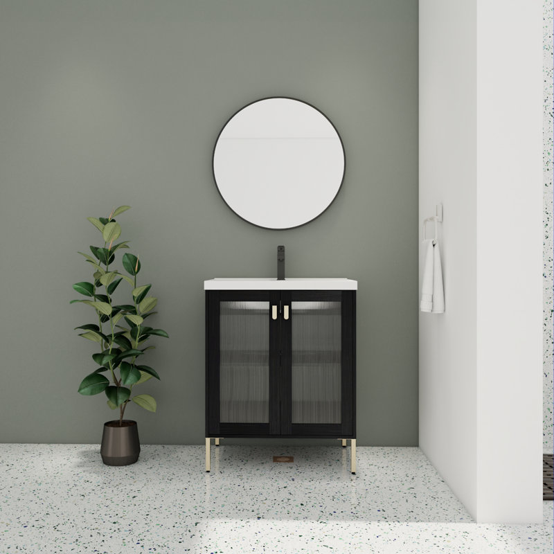 Ensemble de meuble-lavabo simple 28,27 po avec plateau en céramique Rachella