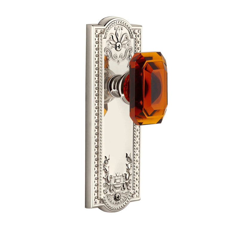 Grand mannequin en plaque Parthénon avec bouton de porte en cristal Baguette, Nickel poli