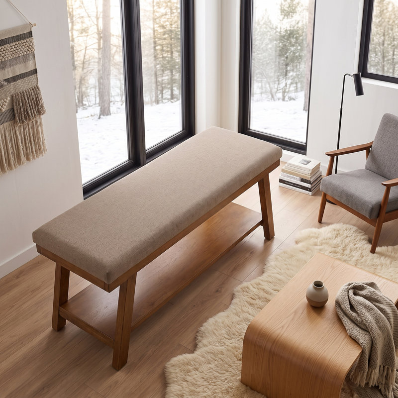 Banc rembourré élégant avec tablette de rangement - capacité de 350 lb, siège multifonctionnel moderne pour la chambre à coucher, le vestibule ou le salon